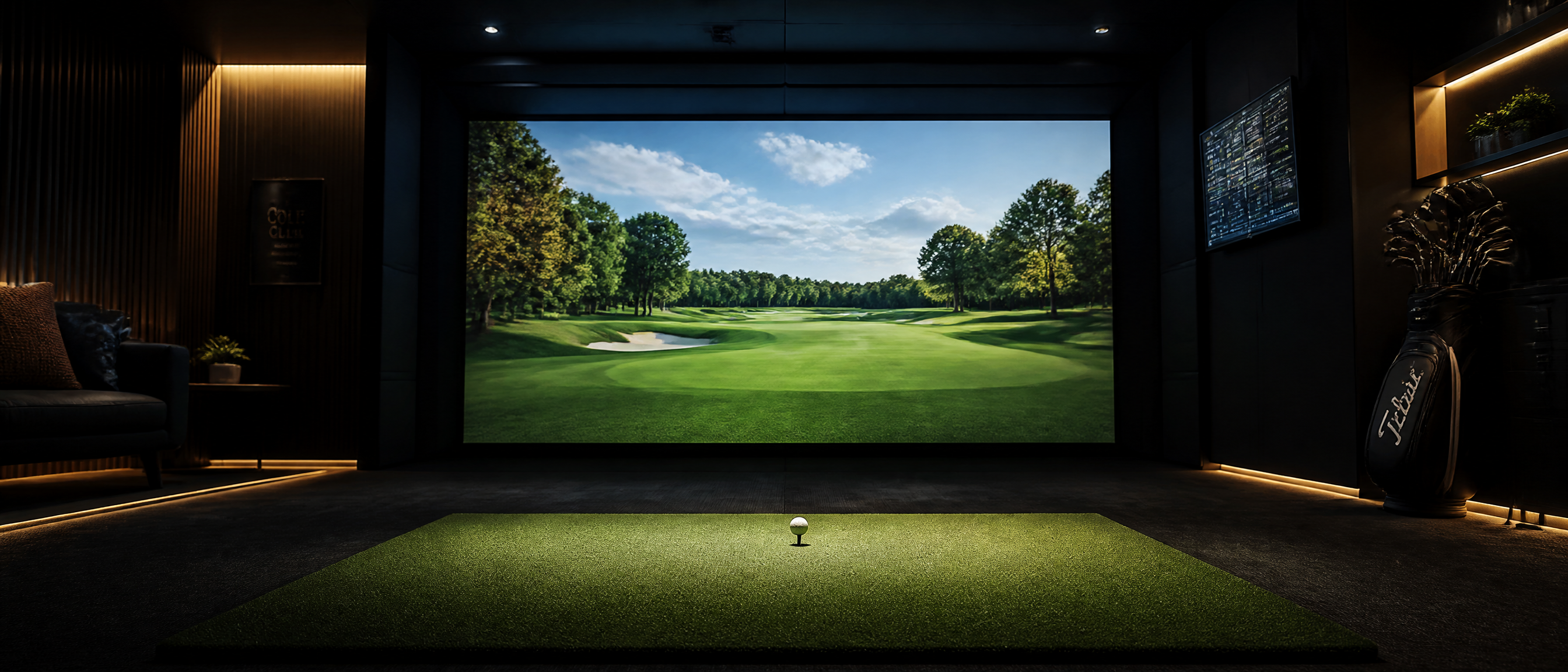 Indoor golf simulator bay